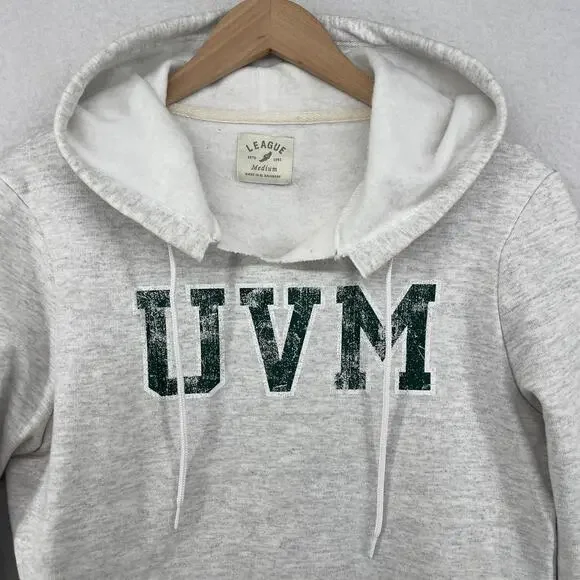 UNIVERSITY OF VERMONT Hoodie Womens M Catamounts Cropped Cutout Fleece Gray - Picture 3 of 15